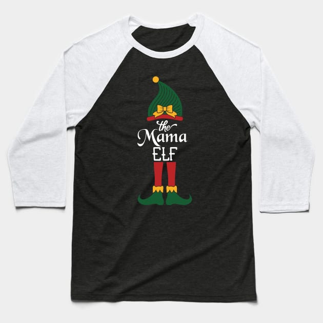 The Mama Elf Matching Family Group Christmas Party Pajama Baseball T-Shirt by Gufbox